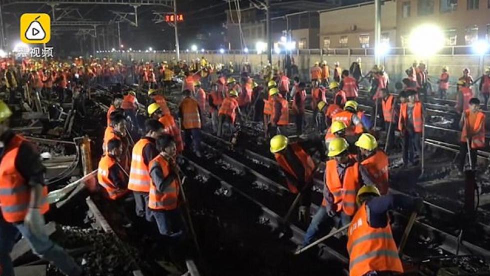 Elképesztő: 9 óra alatt építettek meg egy vasútvonalat a kínaiak - videó