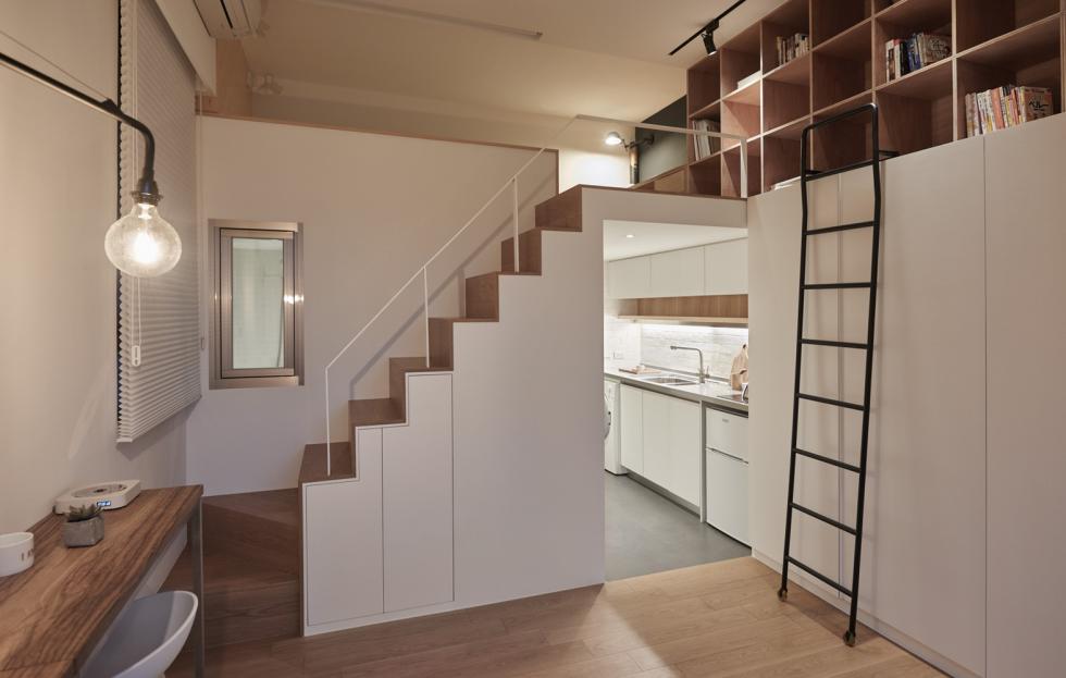22 négyzetméteres otthonos tajvani apartman, alaprajzzal
