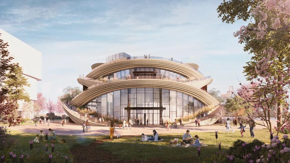 A Heatherwick Stúdió bemutatja a sanghaji vízparton épülő új nyilvános kiállítóterem tervét