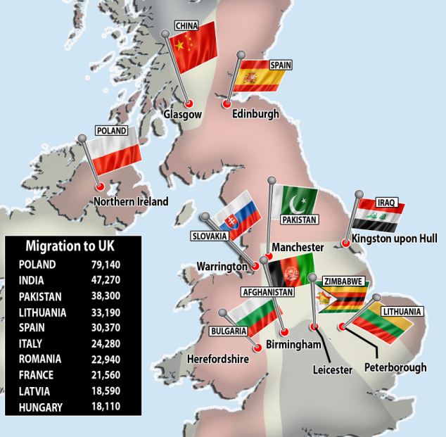 Tizedikek vagyunk a britek bevándorlási térképén