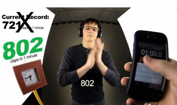 A világ leggyorsabb tapsolója 802-szer üti össze a tenyerét 1 perc alatt - videó!