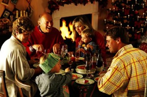 Family eating Christmas dinner-1465996