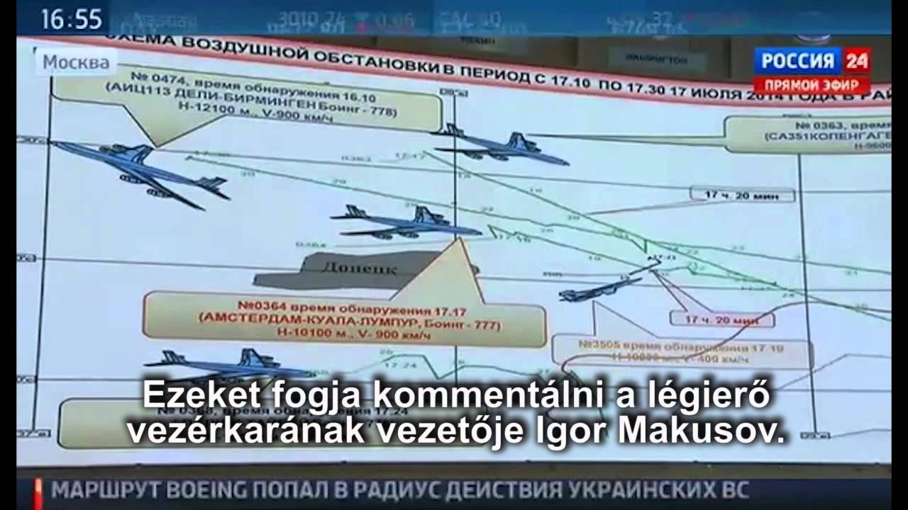 Az Orosz Védelmi Minisztérium sajtótájékoztatója a szerencsétlenül járt maláj gép kapcsán- videó!