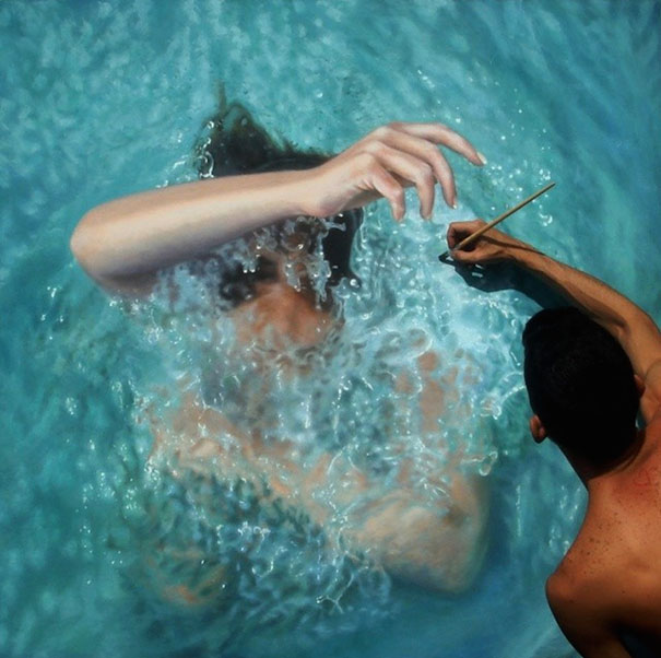 Elképesztően reális festmények úszókról