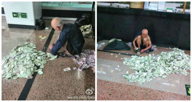 Ekkora halom pénzt keres egy idős koldus Peking utcáin! – fotó