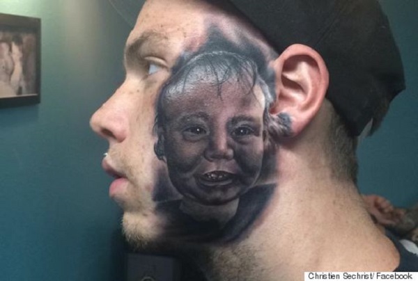 Fia képmását tetováltatta arcára a férfi