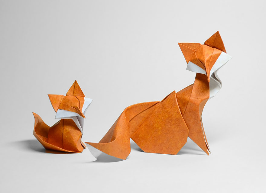 Különleges technikával készített hajlított origamik