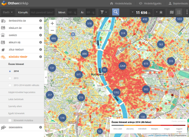 Ezen a térképen megnézheted, hogy mennyire érinti a bűnözés lakóhelyed környékét!