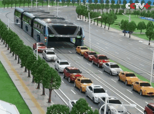 Egy kínai busz, ami különös megoldással kerüli meg a dugót