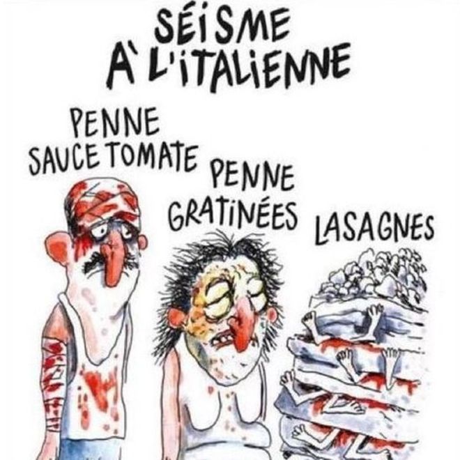Feljelentést tett Amatrice városa a Charlie Hebdóban megjelent karikatúra miatt!