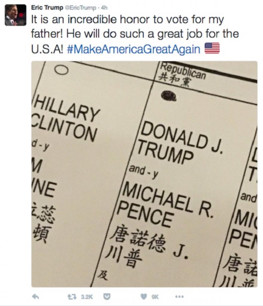 Trump fia posztolta, hogy kire szavazott