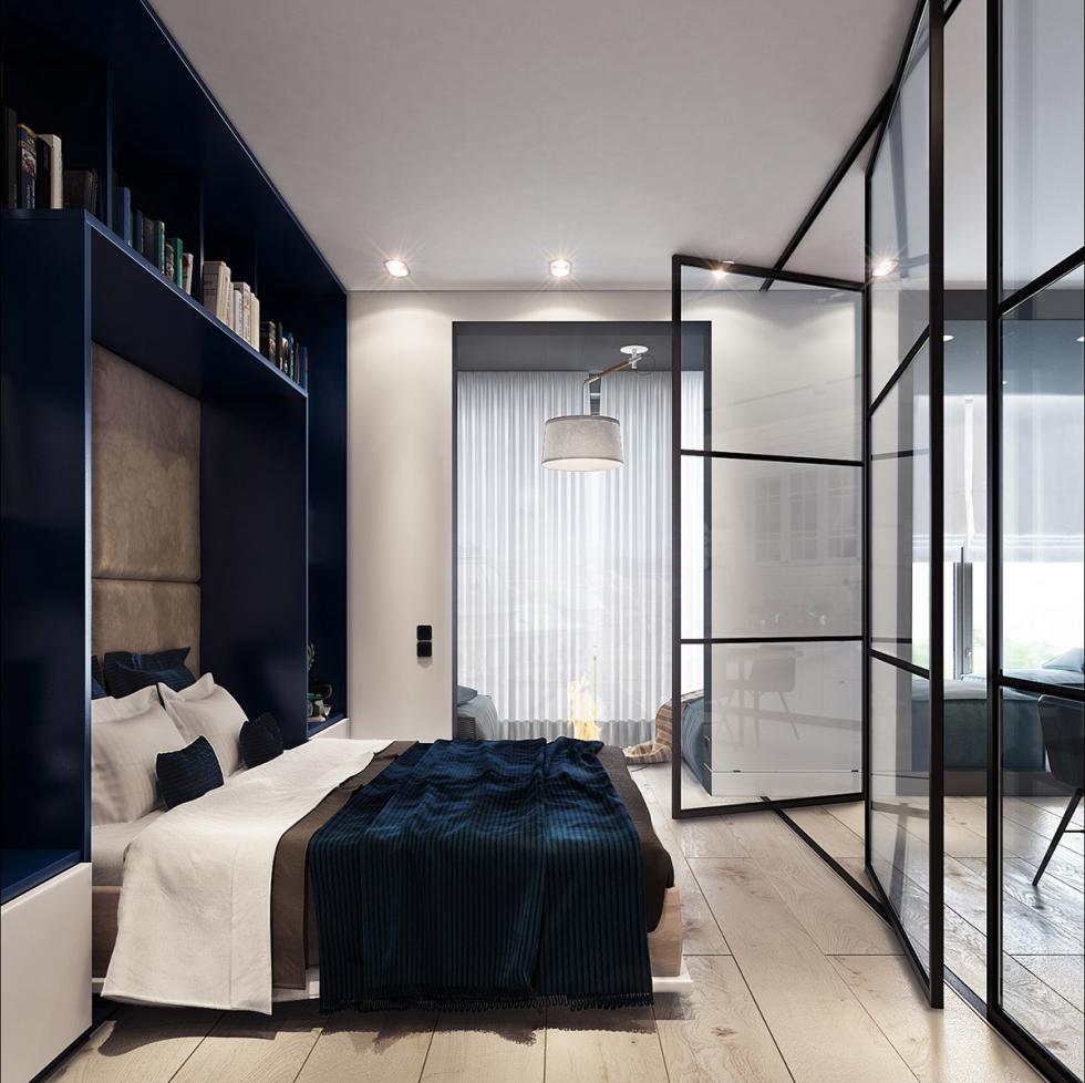 Kék minimalista lakás
