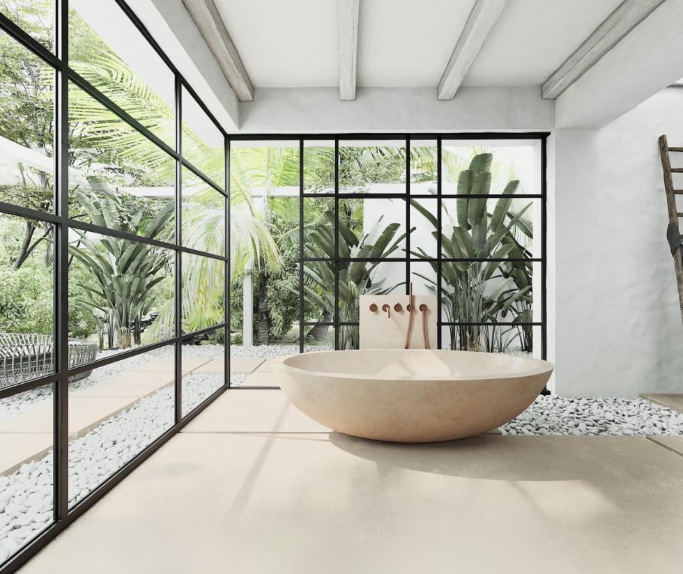 Fürdőszoba inspiráció: természetes elemek és időtlen elegancia