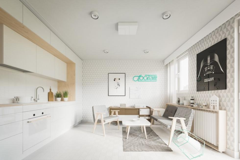 20 négyzetméteres, teljesen funkcionális modern kis lakás