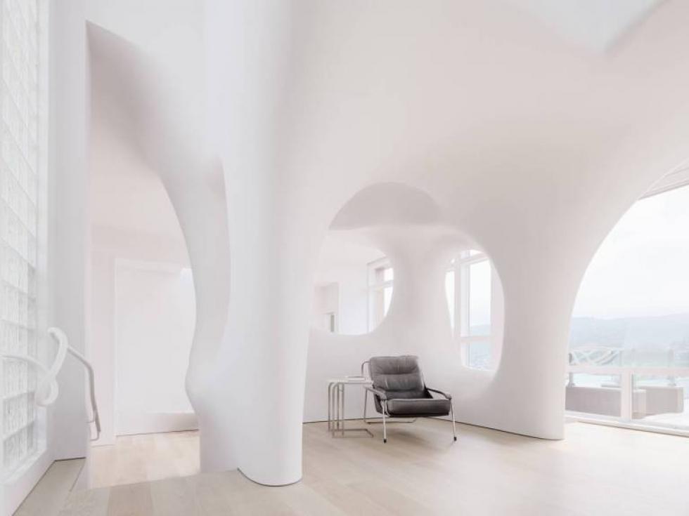 Szögletes formákat megtagava szabálytalan, dinamikus térbeli formákat hozott létre az OPA Architects