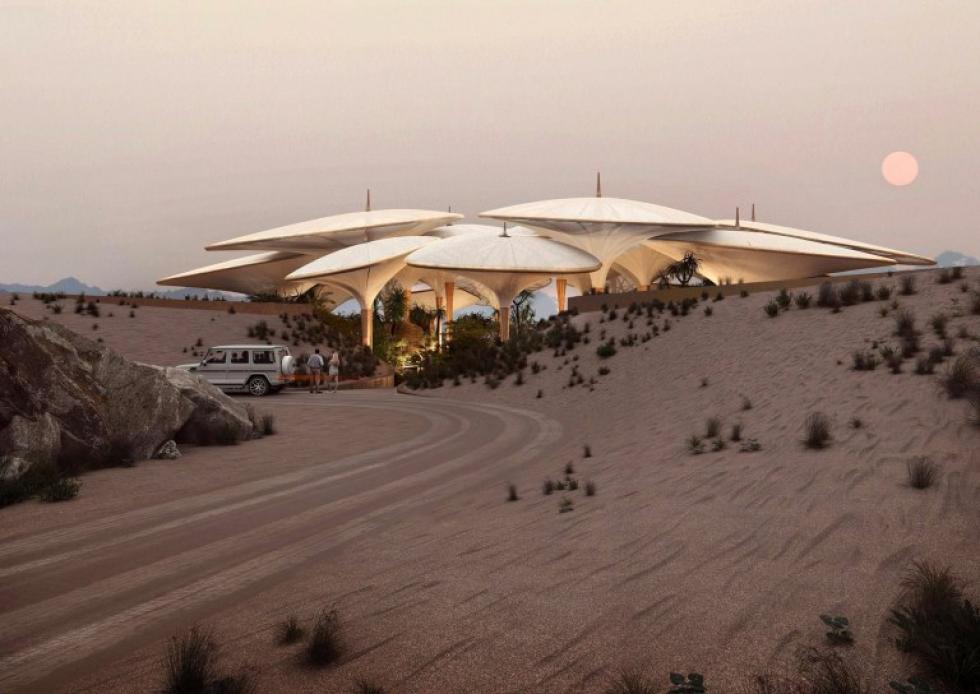 A Foster + Partners új szállodája a szaúdi homokdűnék közepette