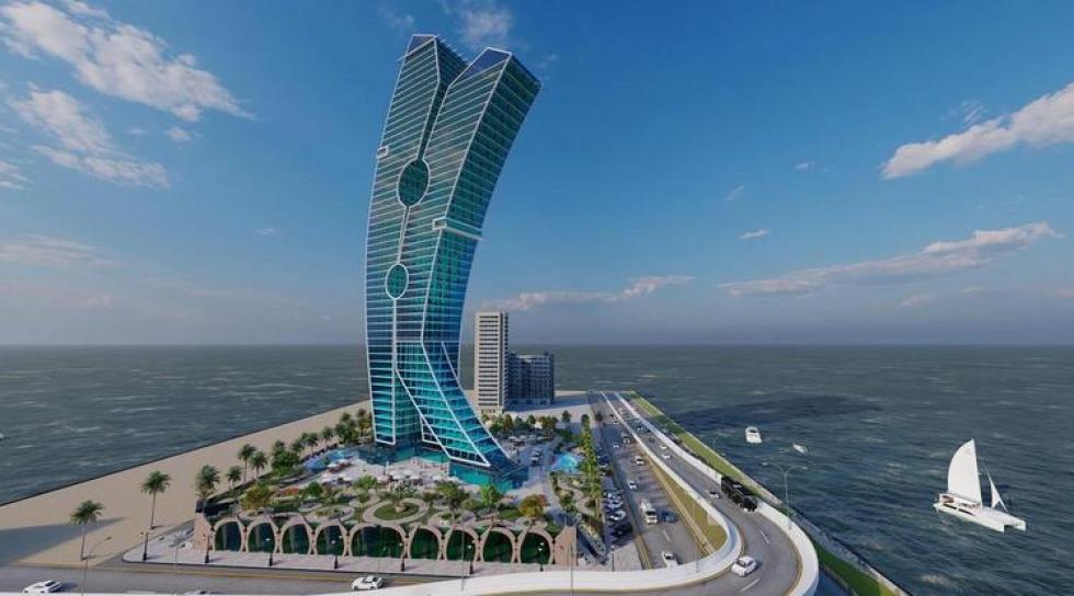 Egy szokatlan ruhacsipesz alakú torony épül Dubaiban 2023-ban