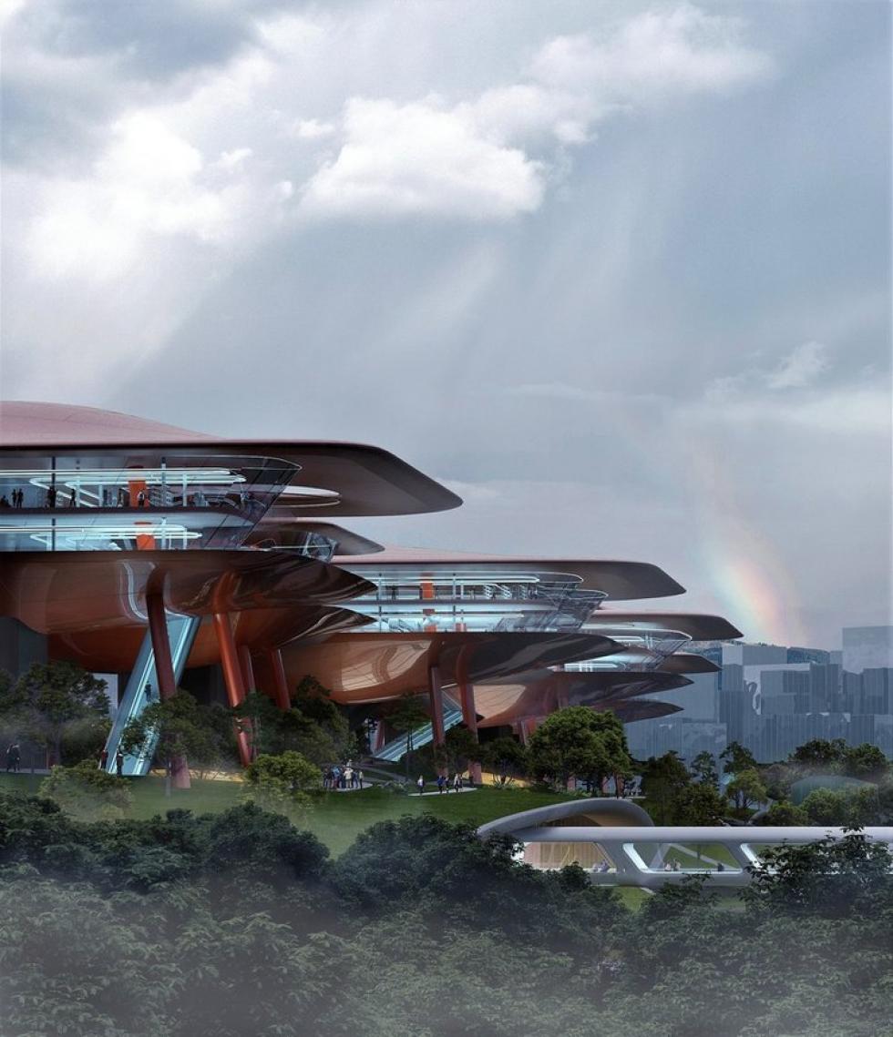 A MAD Architects terminálja futurisztikus, ‘űrbéli’ hangulatot hoz a kínai Chongqingba
