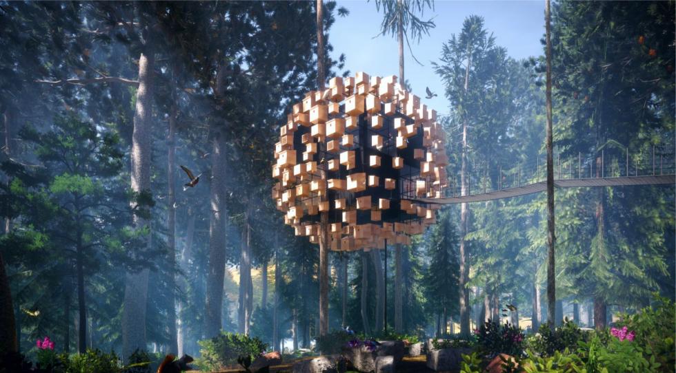 A BIG egy életnagyságú, gömb alakú madárházzal bővítette a svédországi Treehotelt