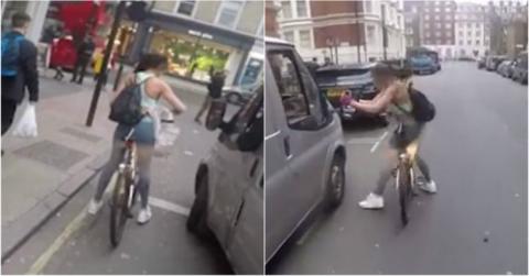 Bosszút állt a biciklis lány a neki beszólogató autósokon – videó