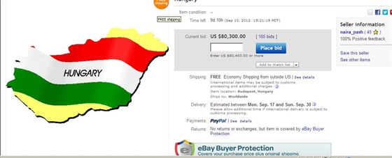 Magyarország eladó az Ebay-en