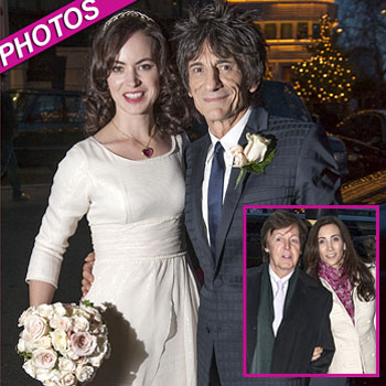 Ronnie Wood gets married to 34 year old Sally Humphreys at The Dorchester Hotel in London, UK