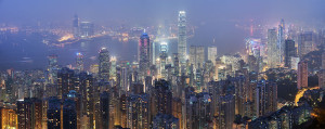 Hongkong elképesztő éjszakai fényszennyezése napjainkban.