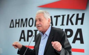 Fotis Kouvelis addresses his party at a recent meeting in Athens