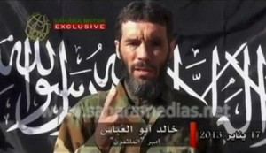 File undated still image from video showing Mokhtar Belmokhtar speaking at an unknown location