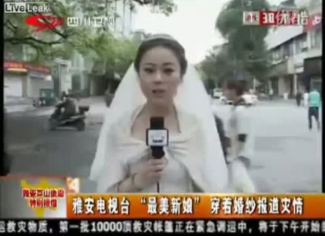 A kínai riporternő esküvője közben tudósított a földrengésről