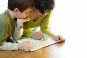 6452508-isolated-mother-and-child-with-map