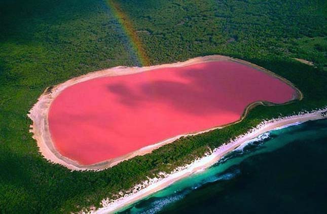 Az ausztráliai rózsaszínű tó
