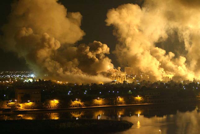 Bagdad elnöki palota lebombázása