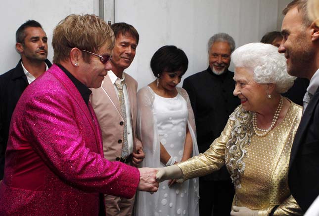 Queen Elizabeth II meets Sir Elton John