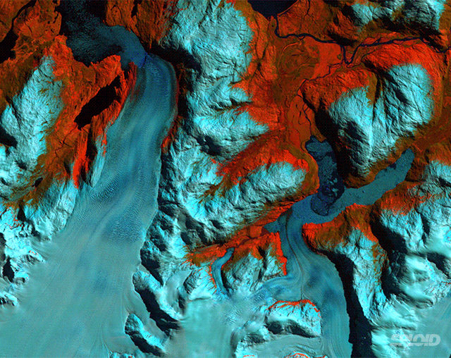 Patagonia-gleccser, Chile, 1986. szeptember – 2002. augusztus