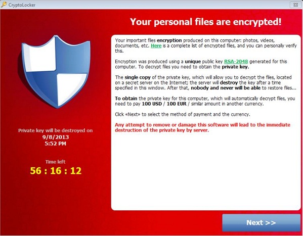 Minden dokumentumot titkosít a CryptoLocker vírus