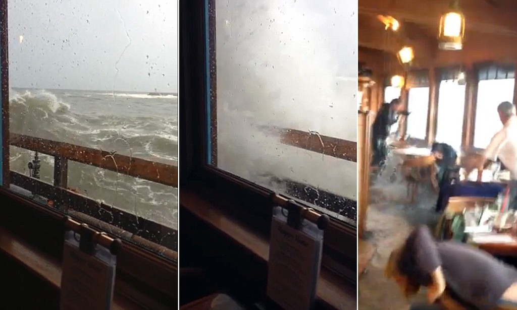 Sokkoló: amikor a hatalmas hullám betör az étterem ablakán - videó