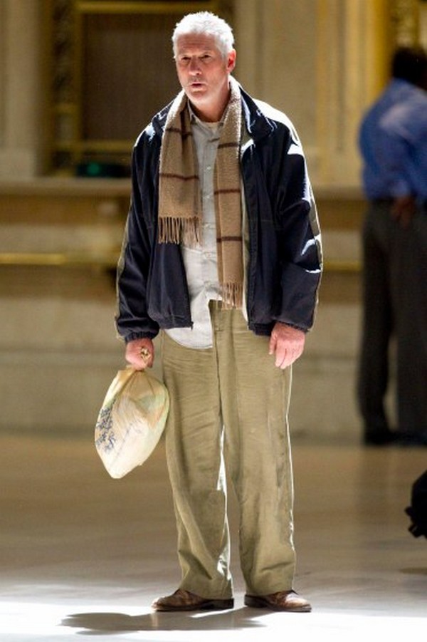 Richard Gere goes unnoticed as a homeless man at Grand Central Station, NYC.