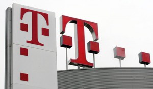 The logo at company headquarters of Deutsche Telekom AG is pictured in Bonn
