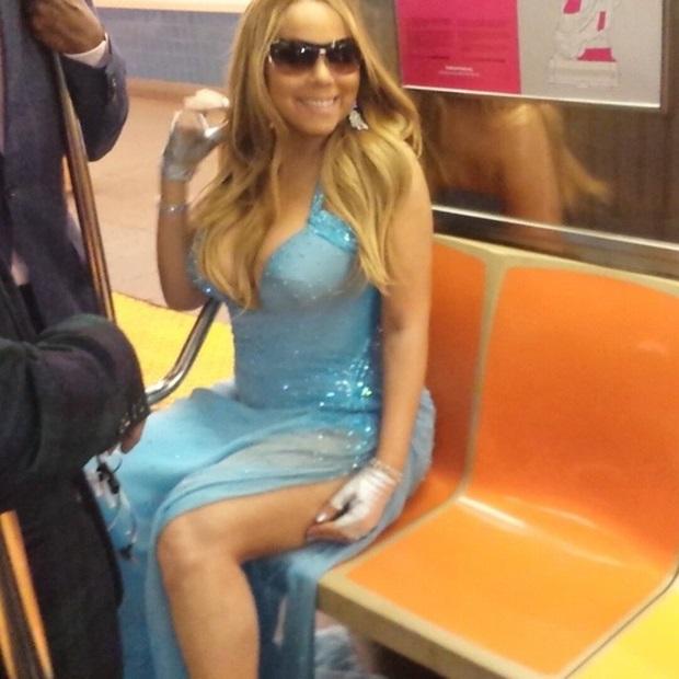 Estélyiben metrózott Mariah Carey - Képek