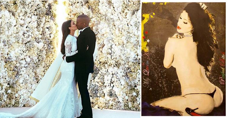 Kanye West mellélőtt az esküvői ajándékkal - Fotó