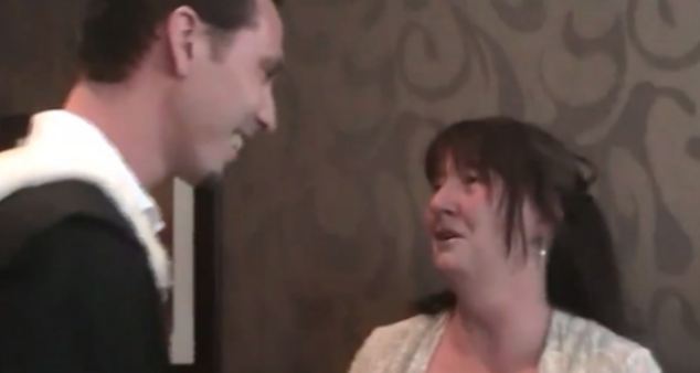 The moment student Liam Blair tells his mother he had been studying for a degree and was about to graduate