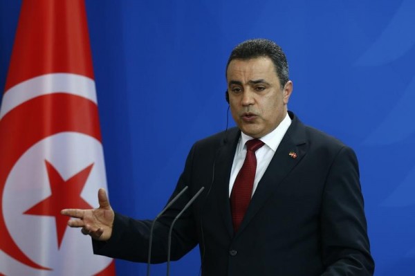 Tunisia's PM Jomaa speaks during news conference at Chancellery in Berlin