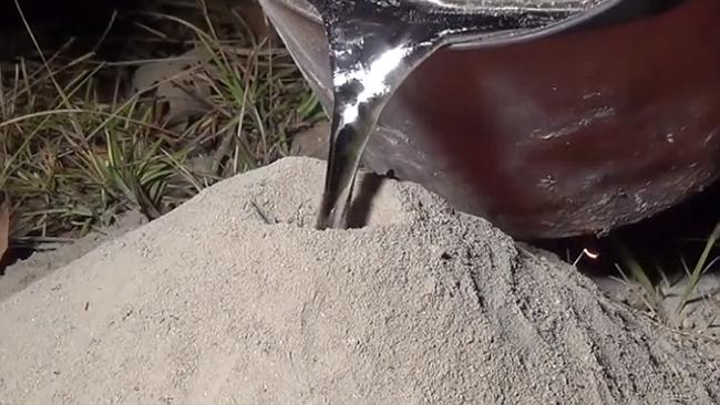 Videó: ez történt, miután forró alumíniumot öntött a férfi a hangyabolyba 
