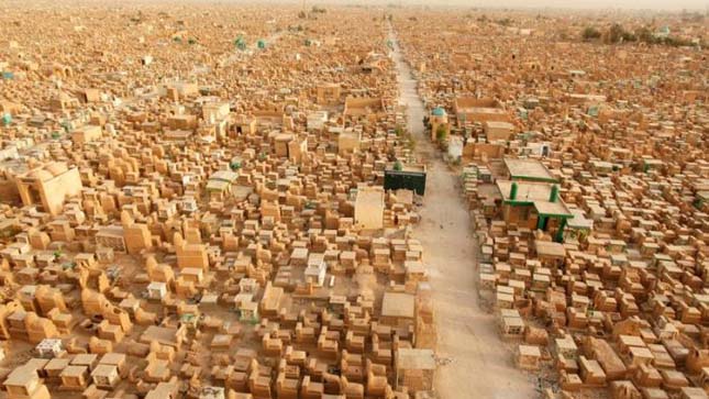 General view of the "Valley of Peace" cemetery in Najaf