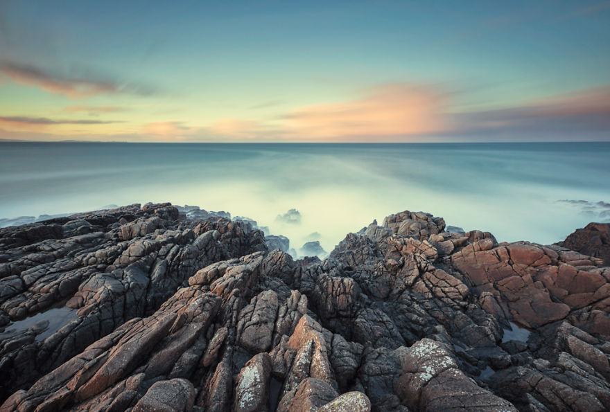 landscape with rocks on ocean