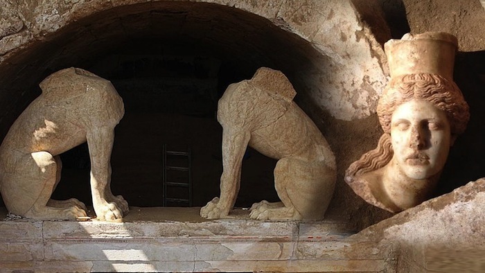Szfinxfejet találtak a Nagy Sándorhoz köthető monumentális sírnál Görögországban