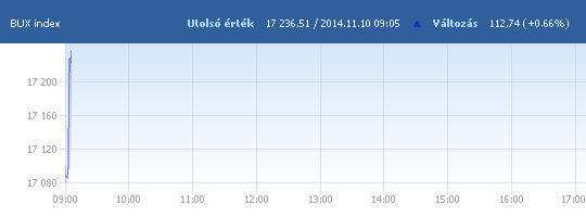 BUX: 17 098,89 pont, -0,15 százalék a nyitáskor