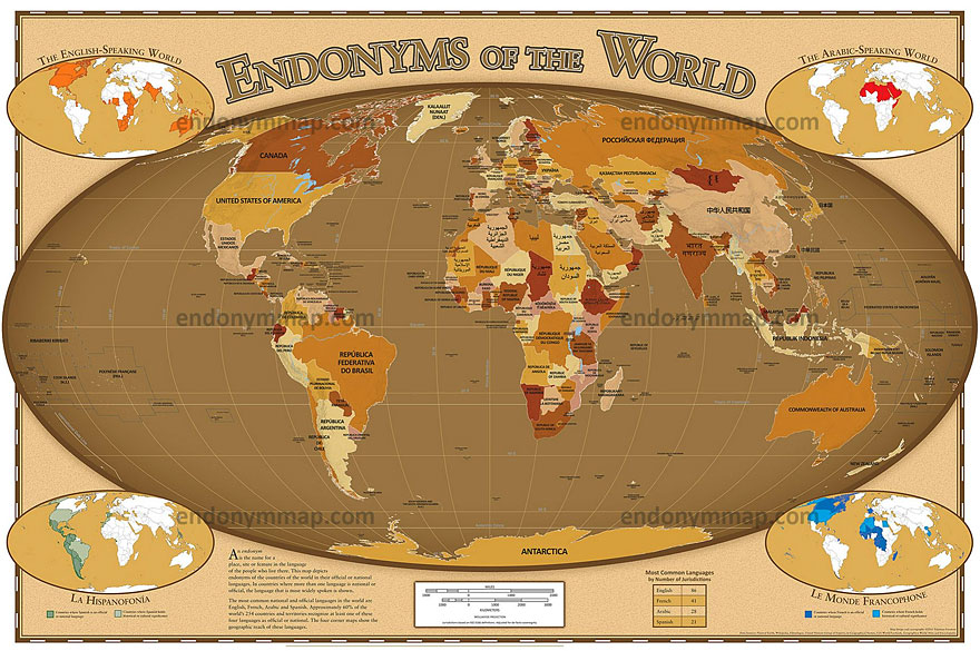 Okos világtérkép, amely megmutatja, hogyan hívják az országokat, akik ott élnek