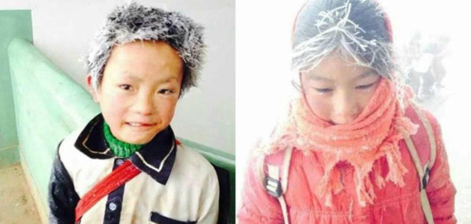 Jéggé fagynak a kínai gyerekek mire elérnek a suliba! - fotó